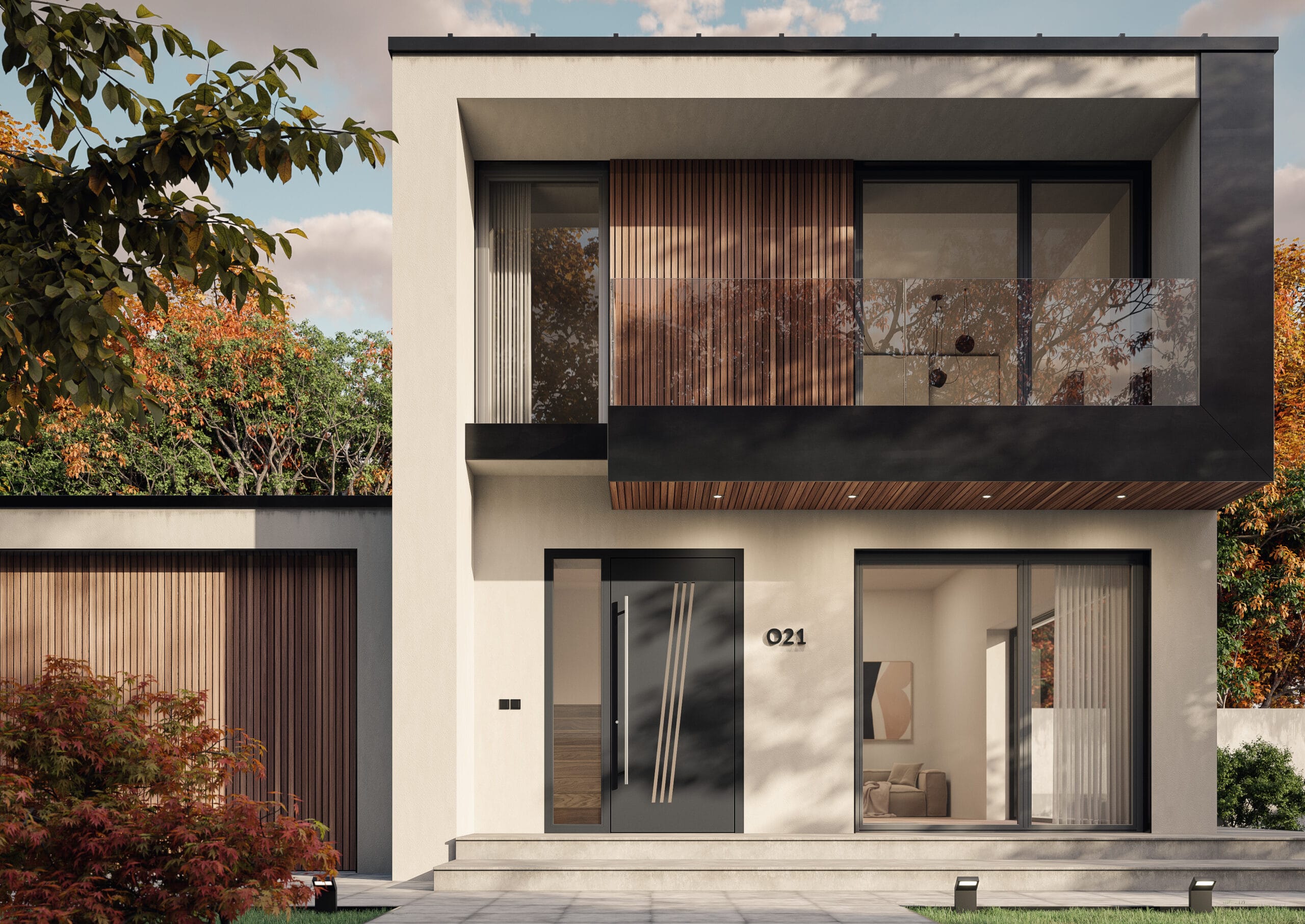 Villa con portoncino d’ingresso in alluminio Atrium75 - Infinity di WnD