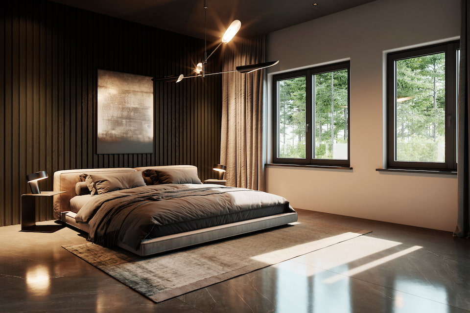 Camera da letto con finestre in PVC Ravia PRO di WnD