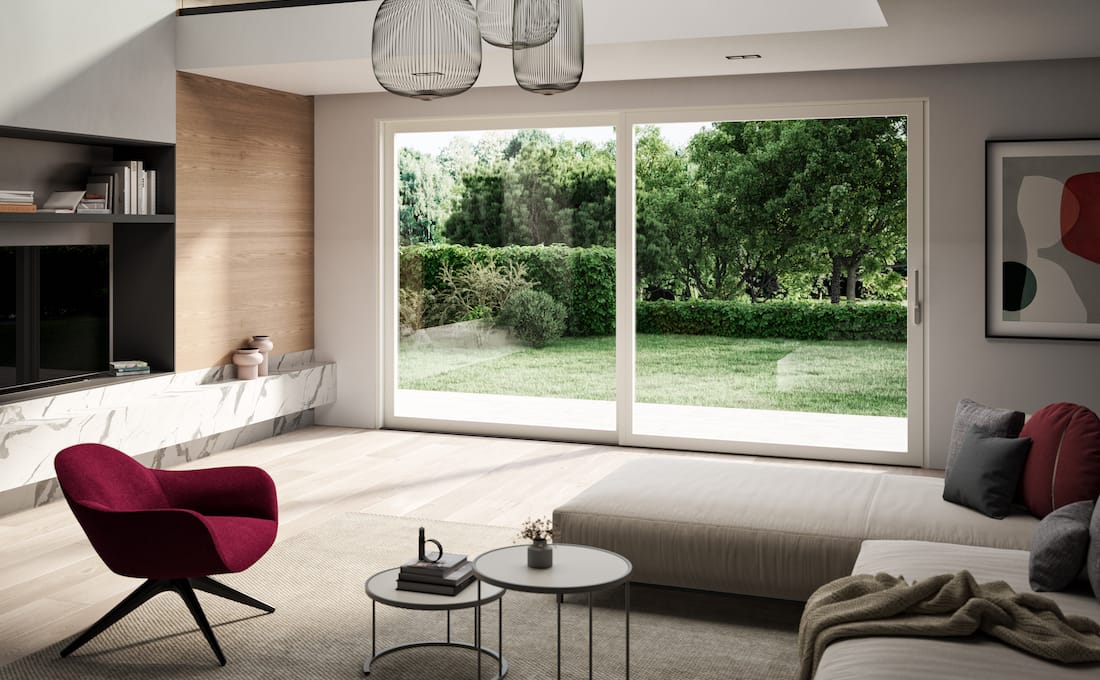 Salotto con sistema scorrevole in alluminio Slide MB59 di WnD