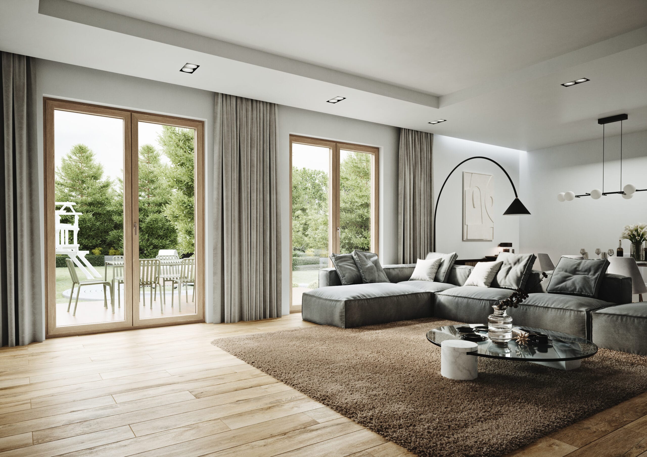 Salotto con porte finestre in PVC Ravia di WnD